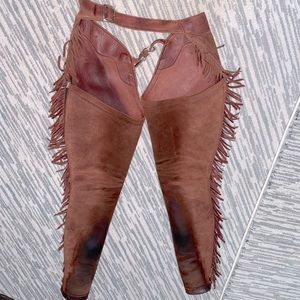 Fringed suede chaps.